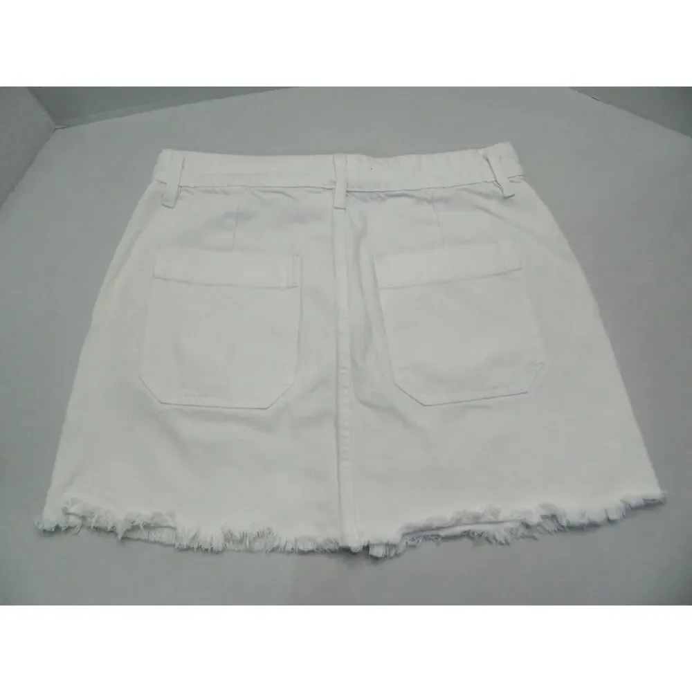 KANCAN Jean White Distress Mini Skirt Size Medium